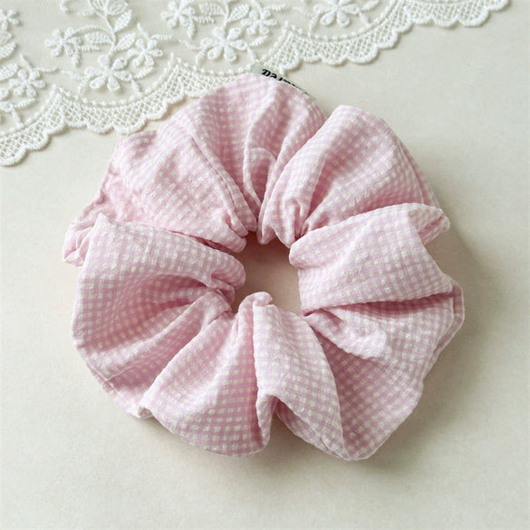 Hair Accessories Fabric Plaid Handmade High Elasticity Little Fresh Women's Hair Ring Head Rope