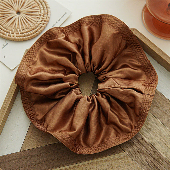 Hair Accessories Fabric Wood Fringe Folded Large Bowel Ring Handmade High Elasticity