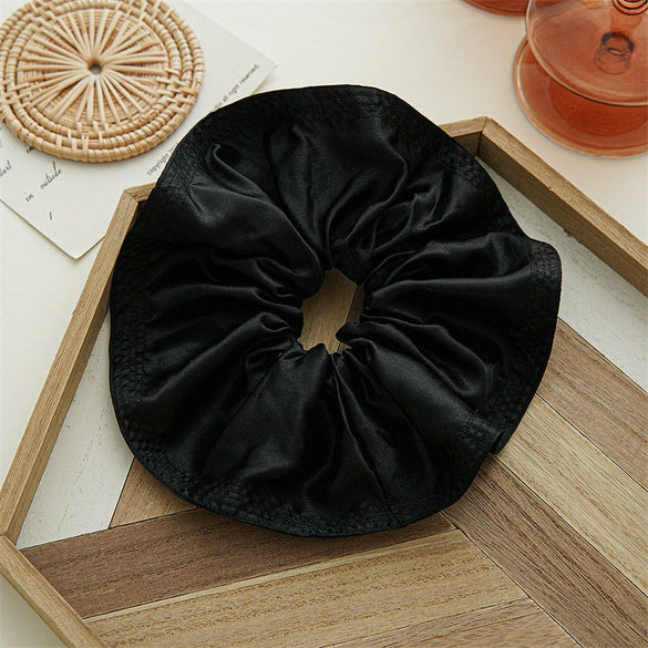 Hair Accessories Fabric Wood Fringe Folded Large Bowel Ring Handmade High Elasticity