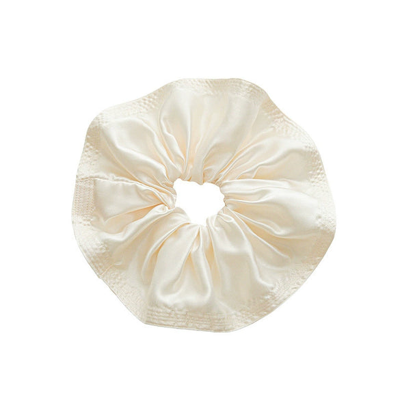 Hair Accessories Fabric Wood Fringe Folded Large Bowel Ring Handmade High Elasticity