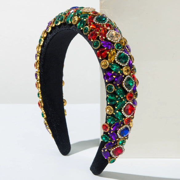 Hair Accessories Flannel Rhinestone Headband Baroque Heavy Industry Court Style Retro Light Luxury Personality Diamond Design