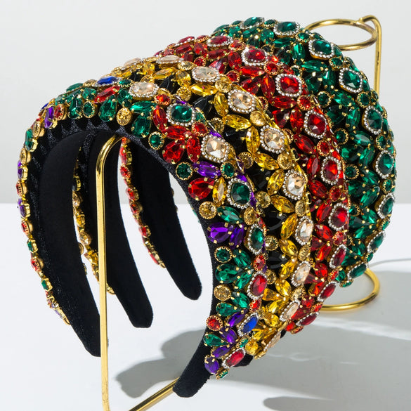 Hair Accessories Flannel Rhinestone Headband Baroque Heavy Industry Court Style Retro Light Luxury Personality Diamond Design