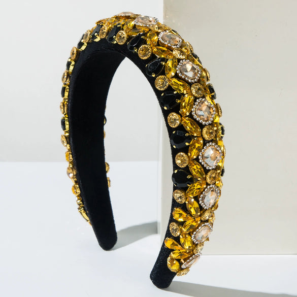 Hair Accessories Flannel Rhinestone Headband Baroque Heavy Industry Court Style Retro Light Luxury Personality Diamond Design
