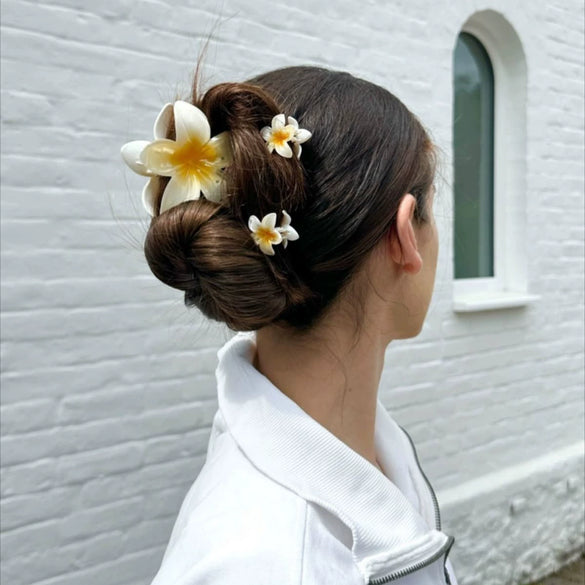Hair Accessories Frosted Plumeria Threepiece Suit Hair Clips Highend Women's Paint Style