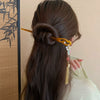 Hair Accessories Glass Glazed Flower Tassel Hairpin