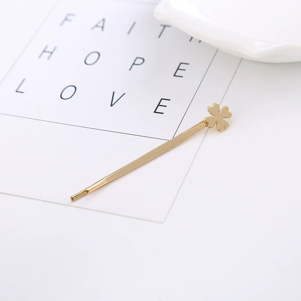 Hair Accessories Hairpin Zinc Alloy Heartshaped Fivepointed Star Smiley Face Fourleaf Clover Electroplating For Women