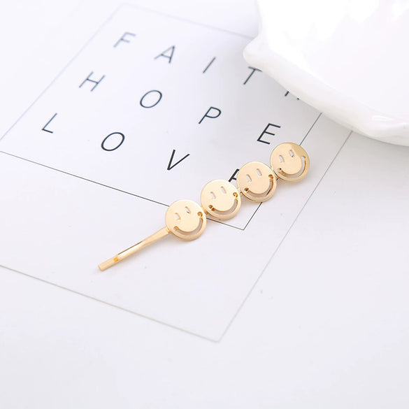 Hair Accessories Hairpin Zinc Alloy Heartshaped Fivepointed Star Smiley Face Fourleaf Clover Electroplating For Women