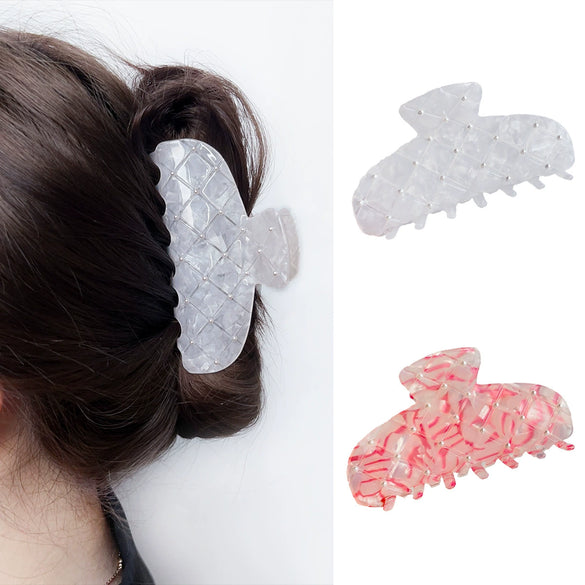Hair Accessories Handmade Imitation Pearl And Pvc Grab Clip For Women Retro Style