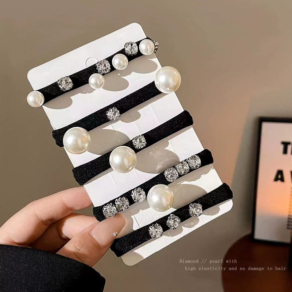 Hair Accessories High Elastic Fabric Handmade Pearl Hair Rope Hair Band