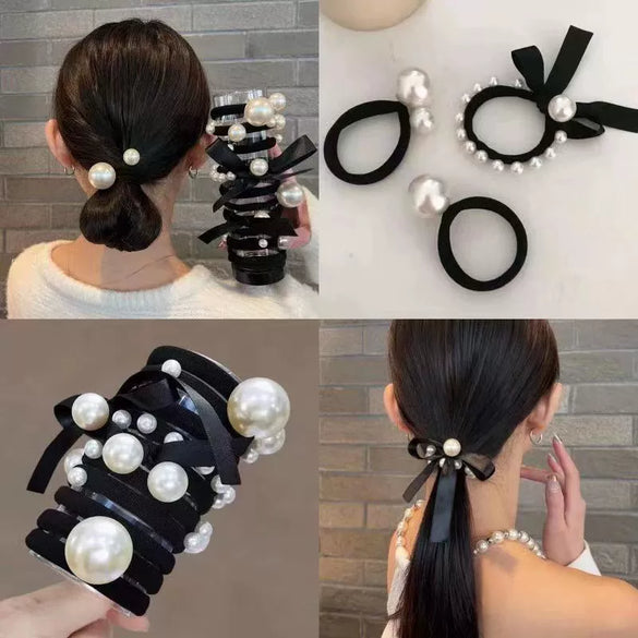 Hair Accessories High Elastic Fabric Handmade Pearl Hair Rope Hair Band