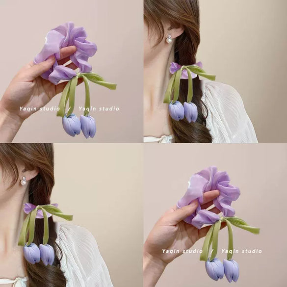 Hair Accessories Mesh Handmade Sweet Tulip High Elasticity Women's Hair Ring