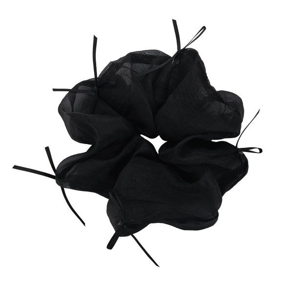 Hair Accessories Mesh Knitting Geometric Large Hair Loop With Ribbon Bow And Leather Band