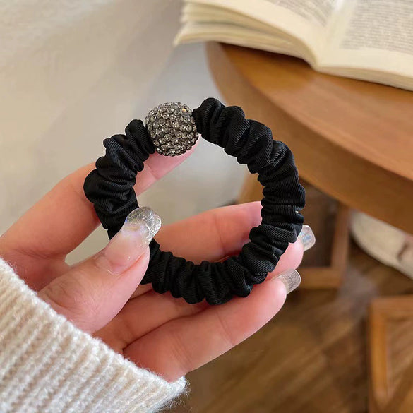 Hair Accessories Mixed Material Rhinestone High Elastic Handmade Hair Ring For Women
