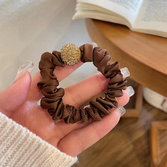 Hair Accessories Mixed Material Rhinestone High Elastic Handmade Hair Ring For Women