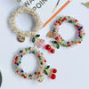 Hair Accessories Mixed Materials Handmade Cherry Rhinestone Glazed Crystal Hair Band Braided Hair Rope Rubber Band Headband With High Elasticity