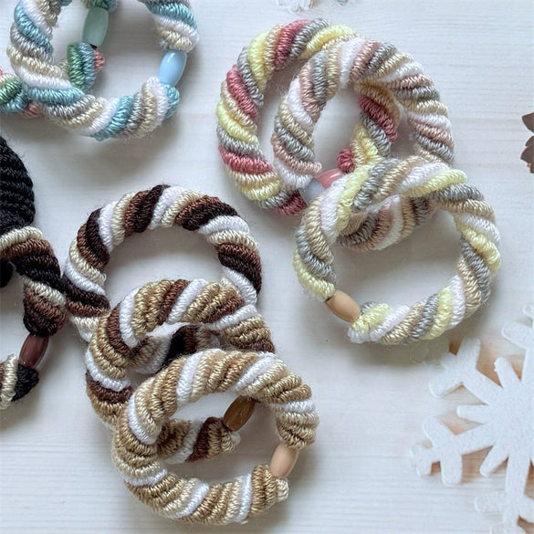Hair Accessories Mixed Materials Handmade High Elastic Rainbow Color Hair Ring Hair Rope Ponytail Headdress