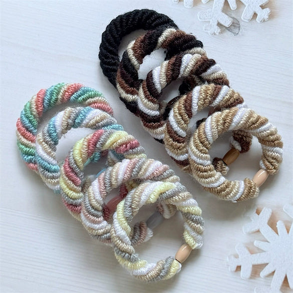 Hair Accessories Mixed Materials Handmade High Elastic Rainbow Color Hair Ring Hair Rope Ponytail Headdress