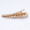 Hair Accessories Pearl Crystal Duckbill Clip Leaf Hairpin For Women Iron Material Baroque Style Electroplating
