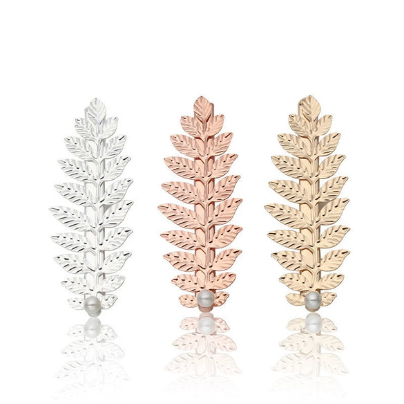 Hair Accessories Pearl Crystal Duckbill Clip Leaf Hairpin For Women Iron Material Baroque Style Electroplating