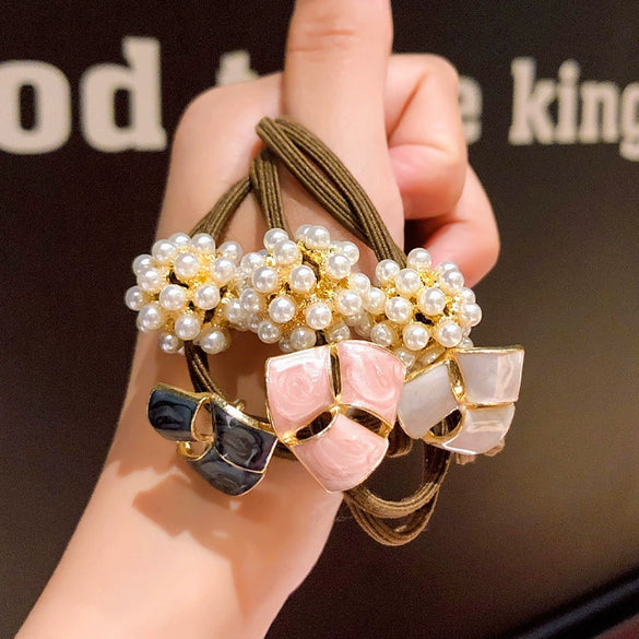 Hair Accessories Pearl Hand Knitted Headband Hair Ring For Women