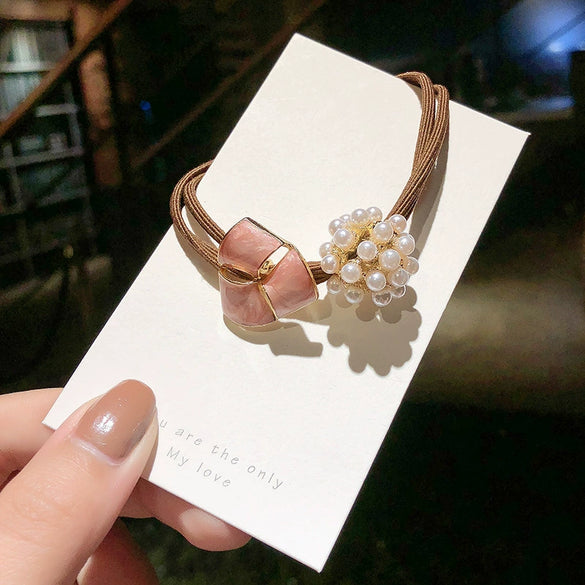 Hair Accessories Pearl Hand Knitted Headband Hair Ring For Women