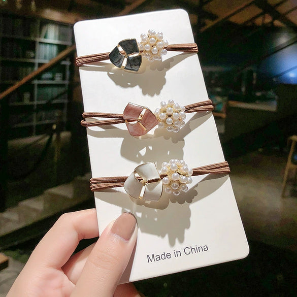 Hair Accessories Pearl Hand Knitted Headband Hair Ring For Women