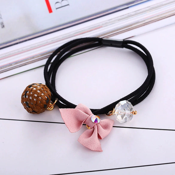 Hair Accessories Pearl Knitted Cartoon Flower Hair Rope