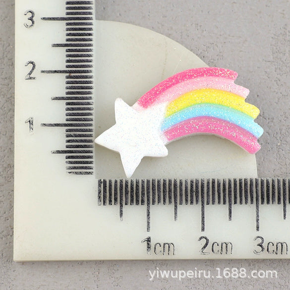 Hair Accessories Plastic Resin Fivepointed Star Clouds Rainbow Glitter Cartoon Dripping Oil Handmade