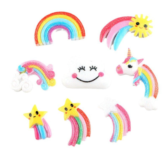 Hair Accessories Plastic Resin Fivepointed Star Clouds Rainbow Glitter Cartoon Dripping Oil Handmade
