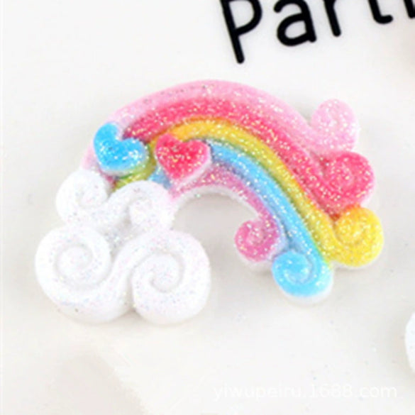 Hair Accessories Plastic Resin Fivepointed Star Clouds Rainbow Glitter Cartoon Dripping Oil Handmade