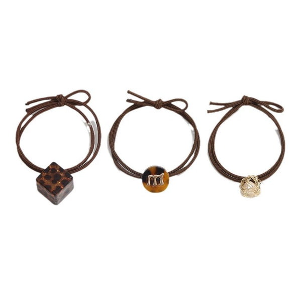 Hair Accessories Plastic Resin Handmade Leopard Print Headband Hair Rope For Women