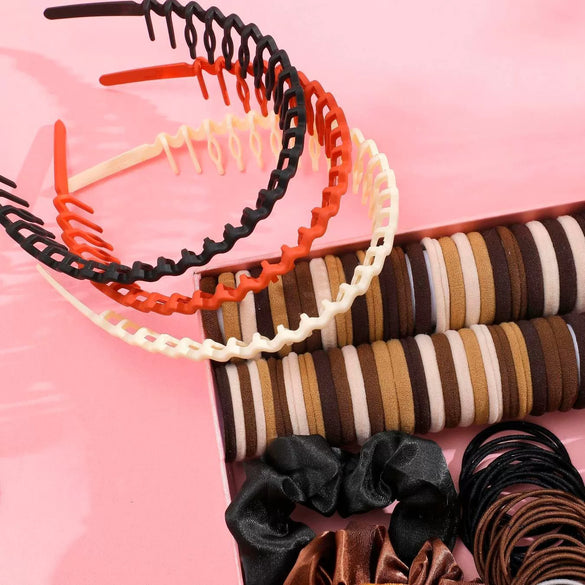 Hair Accessories Plastic Resin Handmade Simple Grab Clip Rubber Tendon Hair Ring Multipiece Set For Women