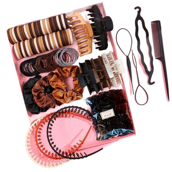 Hair Accessories Plastic Resin Handmade Simple Grab Clip Rubber Tendon Hair Ring Multipiece Set For Women