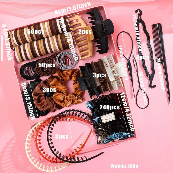 Hair Accessories Plastic Resin Handmade Simple Grab Clip Rubber Tendon Hair Ring Multipiece Set For Women
