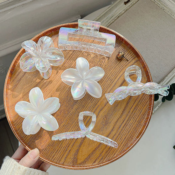 Hair Accessories Plastic Resin Simple Plants Flowers Style Electroplating Large Flower Shark Hairpin Set