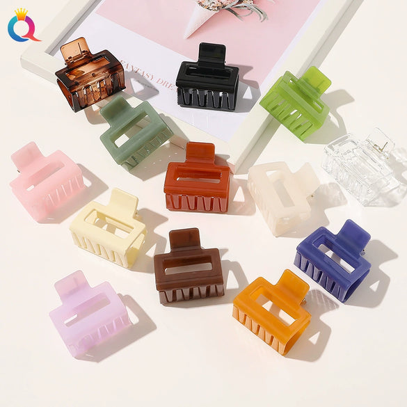 Hair Accessories Plastic Small Square Handmade Cute Geometric Shark Clip For Women