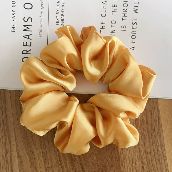 Hair Accessories Pleated Satin Silk Fabric Solid Color Printing Natural Style