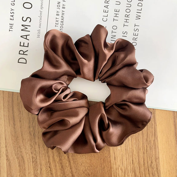 Hair Accessories Pleated Satin Silk Fabric Solid Color Printing Natural Style