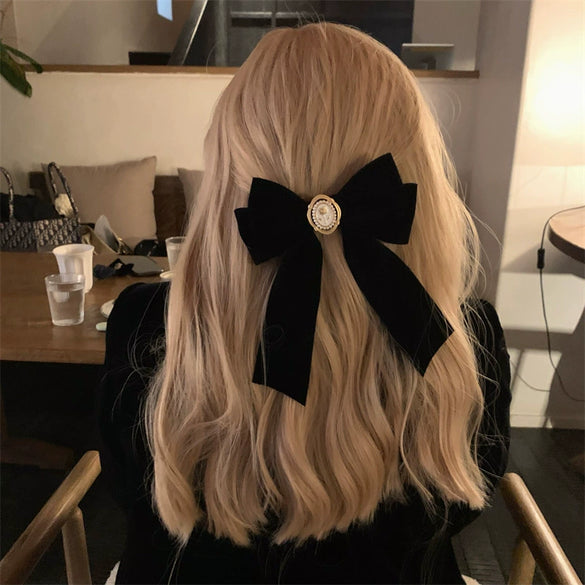 Hair Accessories Plush Flannel French Retro Bow Handmade Hairpin For Women