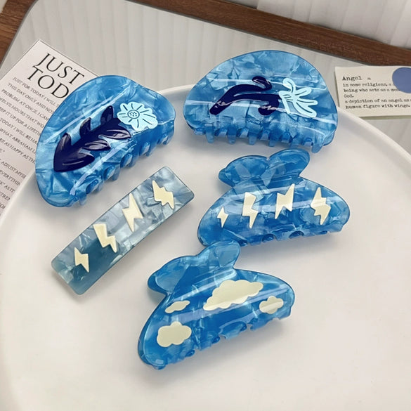 Hair Accessories Pvc Handmade Butterfly Printed Hair Grab Clip