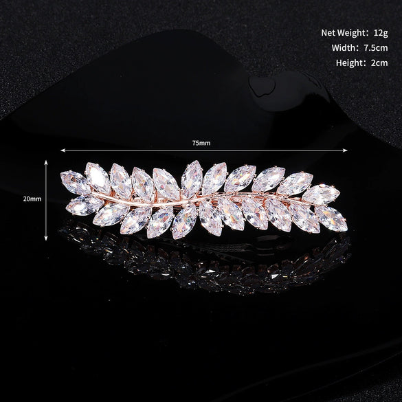 Hair Accessories Retro Spring Clip Rhinestone Zircon Inlaid Hairpin For Women