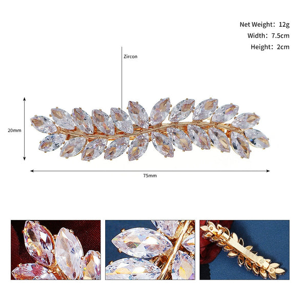 Hair Accessories Retro Spring Clip Rhinestone Zircon Inlaid Hairpin For Women