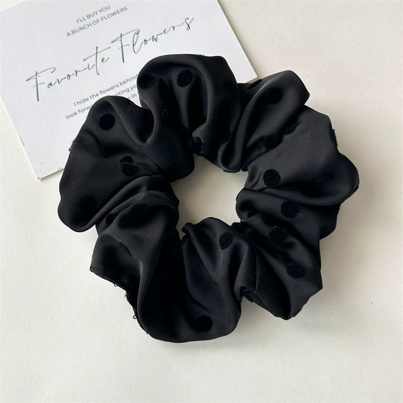 Hair Accessories Satin Pleated Fabric Handmade Hair Rope With Dot Pattern And High Elasticity