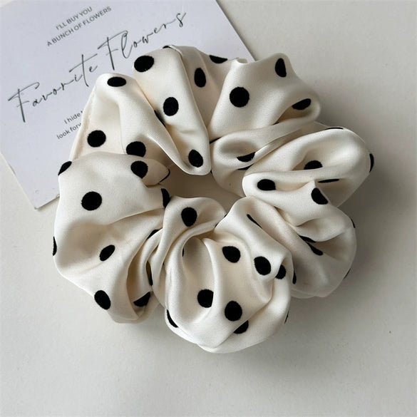 Hair Accessories Satin Pleated Fabric Handmade Hair Rope With Dot Pattern And High Elasticity