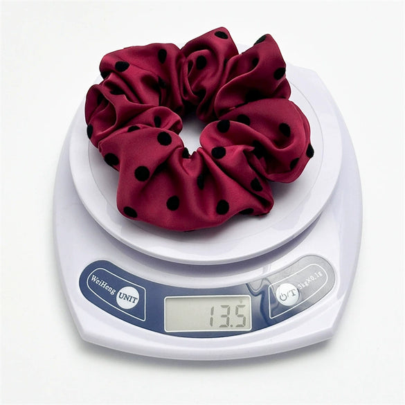 Hair Accessories Satin Pleated Fabric Handmade Hair Rope With Dot Pattern And High Elasticity