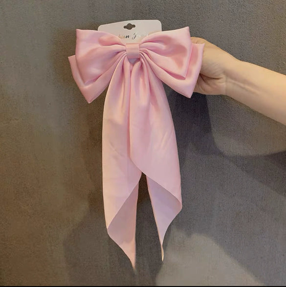 Hair Accessories Satin Ribbon Bow Spring Clip Handmade For Women