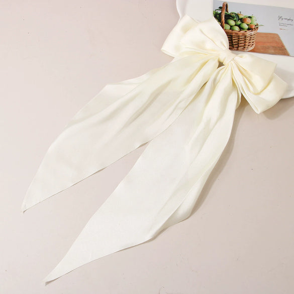 Hair Accessories Satin Ribbon Bow Spring Clip Handmade For Women