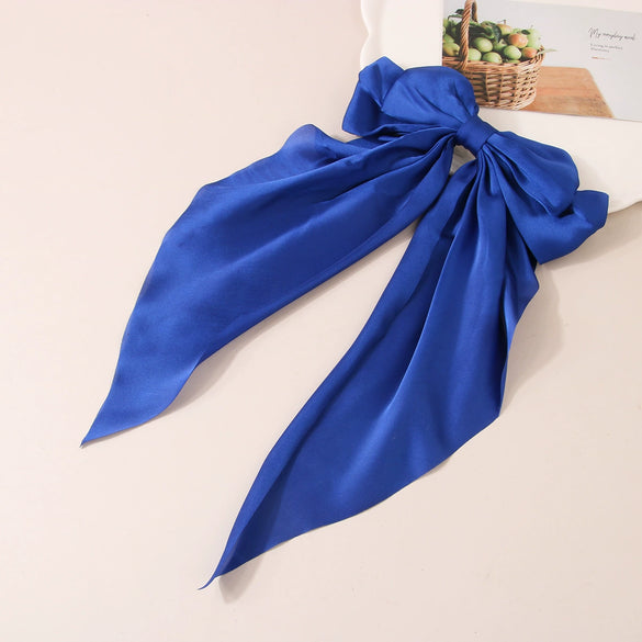 Hair Accessories Satin Ribbon Bow Spring Clip Handmade For Women