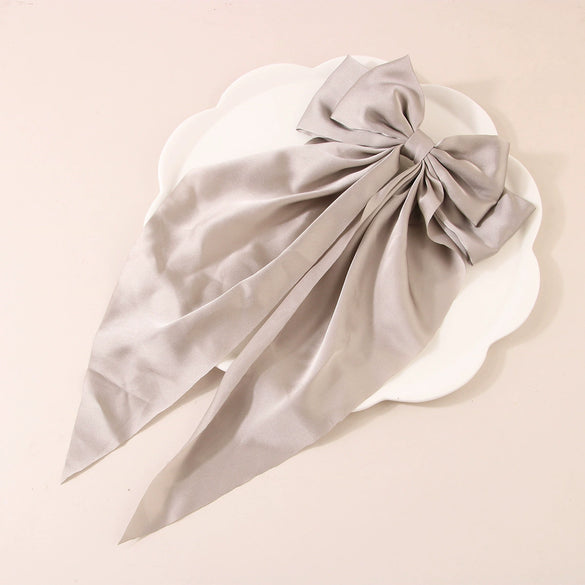 Hair Accessories Satin Ribbon Bow Spring Clip Handmade For Women