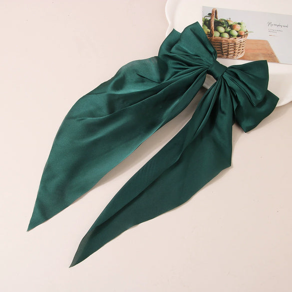 Hair Accessories Satin Ribbon Bow Spring Clip Handmade For Women